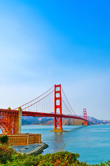 View of Golden Gate Bridge in San Francisco on a sunny day. - 265946887