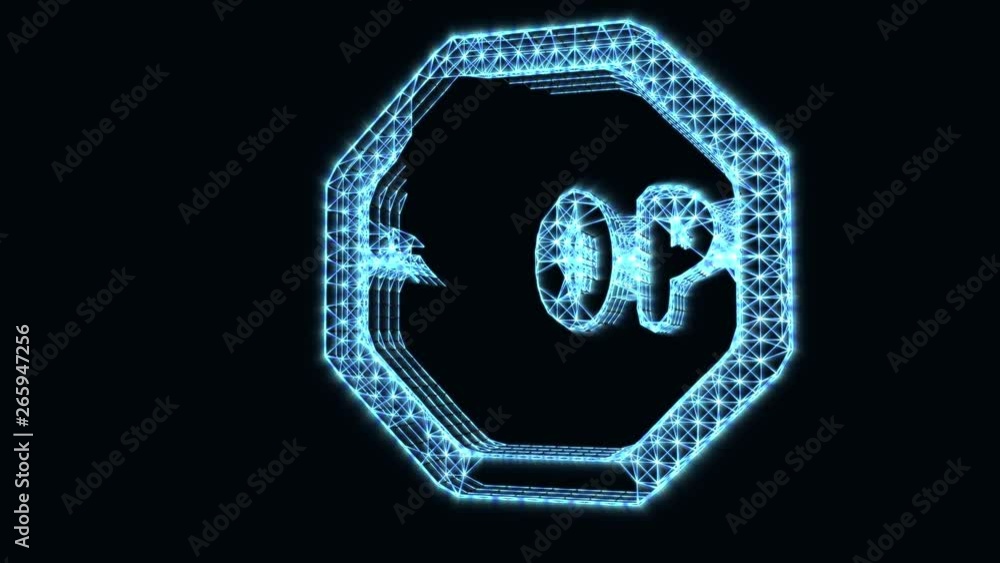 Wall mural the appearance of the stop sign. digital internet ban icon. animation of abstract idea. glowing symb