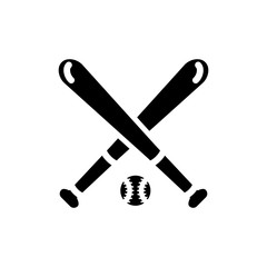 Vector image of an isolated baseball bat icon with a ball for playing baseball. Design a flat baseball icon with a ball