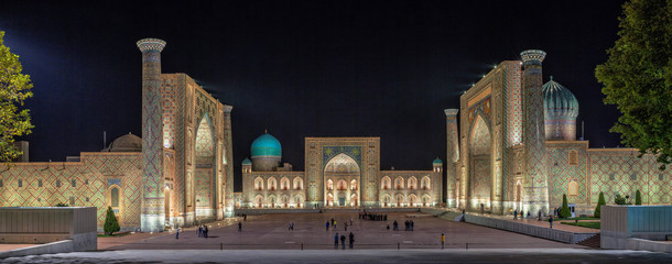 Registan Square at night