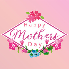 Happy mother's day layout design with roses, lettering, ribbon, frame, dotted background. Vector illustration. Best mom / mum ever cute feminine design for menu, flyer, card, invitation