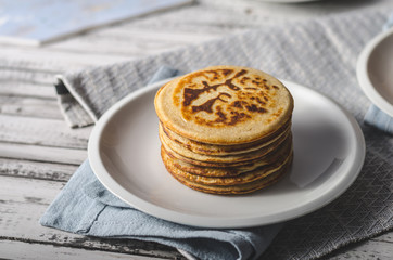 Pancakes with forest fruit sauce