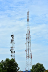 Wireless Communication Antenna Bright Sky Telecommunication Tower Antennas Blue Sky