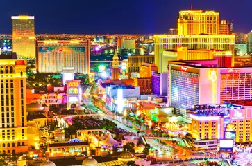 Keuken spatwand met foto Uitzicht op de Las Vegas Boulevard & 39 s nachts met veel hotels en casino& 39 s in Las Vegas. © Javen