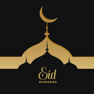 creative darkand golden eid mubarak mosque design