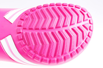 Profile of pink rubber sole of summer shoes