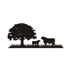 Cattle Angus & Grass silhouette