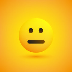 Neutral Face - Emoticon in Front of a Yellow Background, Vector Design, Concept Illustration 