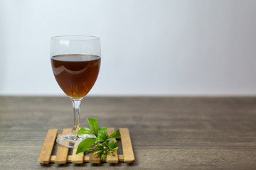 Herbal tea drink is concentrated formula, Copy-space.