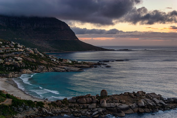 Fototapeta na wymiar Sunset looking west over Llandudno near Cape Town