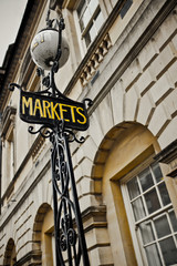 Fototapeta na wymiar Markets Sign In A British Town