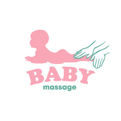 Baby newborn massage logo with hands vector illustration