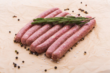 Food concept - Traditional horse meat sausage, top view