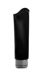 Black tube with space for design on white background. Men's cosmetic product