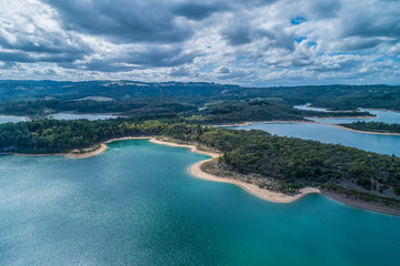 Aerial view of scenic lake in Victoria, Australia