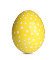 Bright painted Easter egg on white background