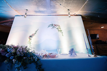 decoration of the banquet hall on the wedding day