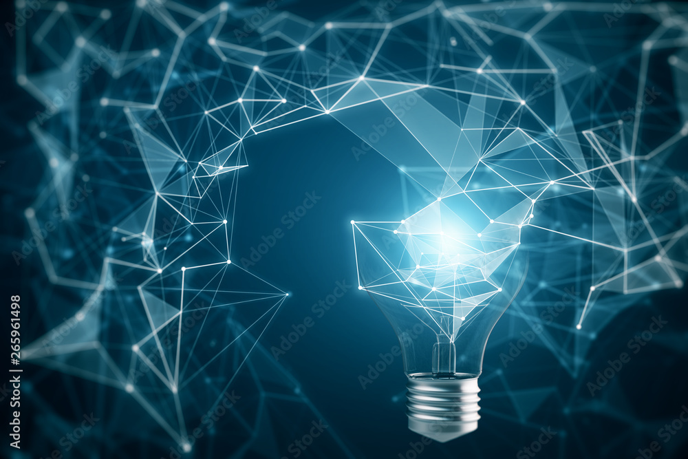Poster polygonal background with lamp