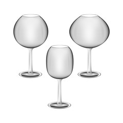 Realistic Vector wine glass set on the white