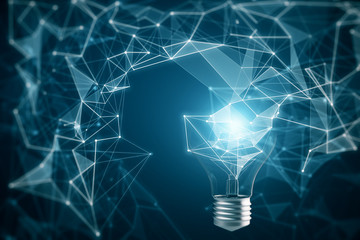 Polygonal background with lamp