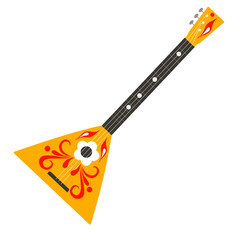 Isolated vector illustration of balalaika. Russian national traditional musical instrument. Stringed musical instrument.