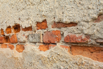 Red brick wall, wrecked by time