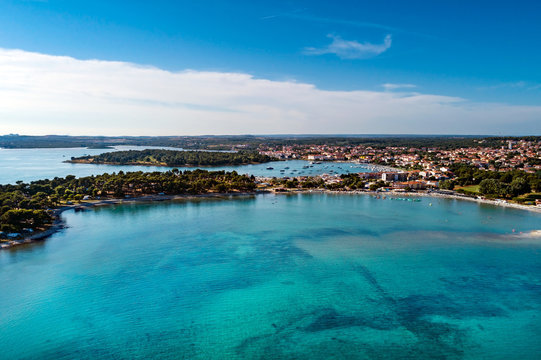 Aerial view from Medulin beach blue sea, Croatia © concept w