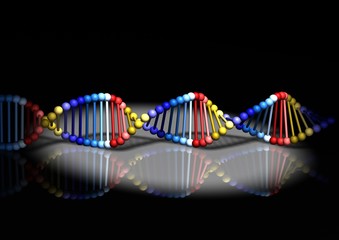 3D DNA rendering on a dark background and white light.