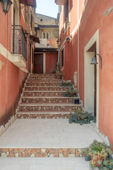 Blind alley with stairs in Sant'Agata de' Goti, Campania, Italy