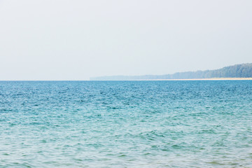 blue seaview with plants on small island