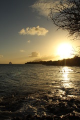 Fototapeta na wymiar sunset on the beach in Martinique