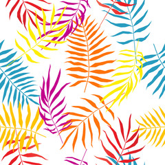 Tropical leaf seamless pattern. Abstract plants swatch for design brthday card, modern party invitation, spring or summer season shop sale, holiday advertising, bag or dress print, t shirt etc.