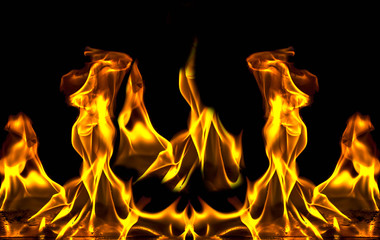 fire flame with sparks on a black background