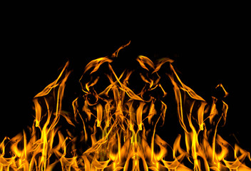 fire flame with sparks on a black background