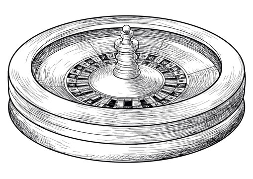 recommend clip art: Casino roulette illustration, drawing, engraving, ink, line art, vector
