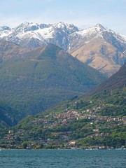 Fototapeta na wymiar View of the Italian Alps near the Lake como on a spring day, Lombardy - April 2019