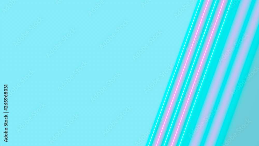Poster turquoise and pink neon lights with lots of copy space for text or product display. modern abstract 