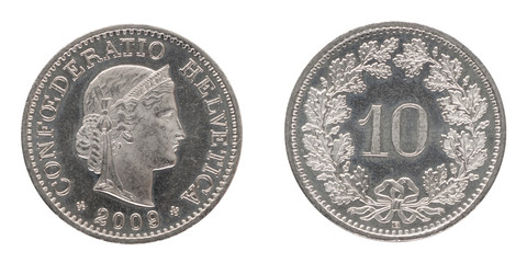 10 Swiss Rappen - CHF - from the year 2009