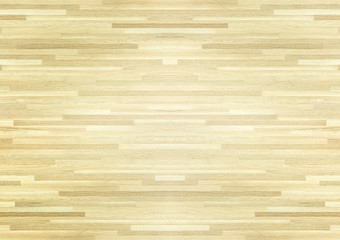 Hardwood maple basketball court floor viewed from above.