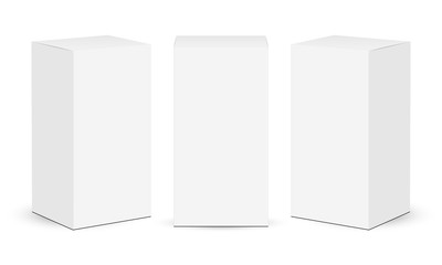 Cardboard rectangular boxes isolated on white background. Vector illustration