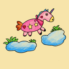 vector illustration of  Unicorn horse.