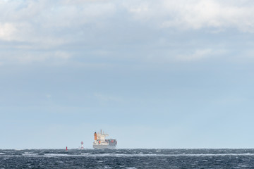 cargo barge at sea