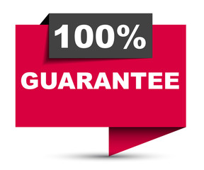 red vector banner 100% guarantee
