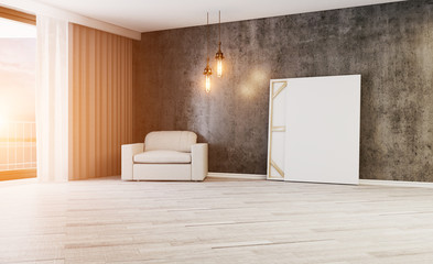 . 3D rendering. Sunset