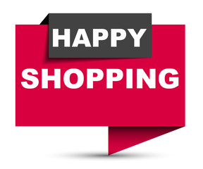 red vector banner happy shopping