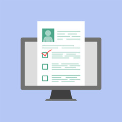 Job hiring and online recruitment, checklist, questionnaire, business concept vector