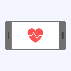 Heart shape symbol design, protection health with smartphone on blue background