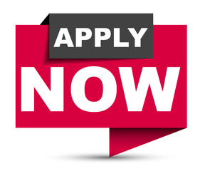 red vector banner apply now
