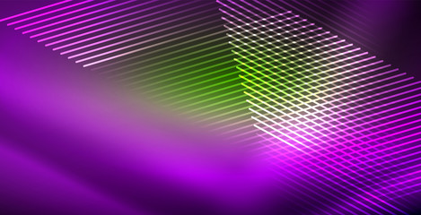 Neon glowing wave, magic energy and light motion background