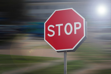 Violation of the rules of the road. Road sign stop. Movement without stopping is prohibited.